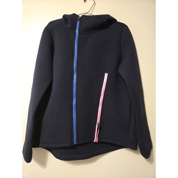 Betsey Johnson Tops - Betsey Johnson Performance Full Zip Asymmetrical Scuba Hoodie Blue Workout Trave